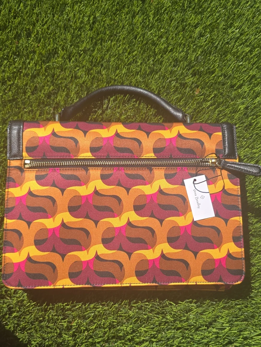 NWT's Vera Bradley Orange Pink Brown Geometric Top-Handle Satchel!